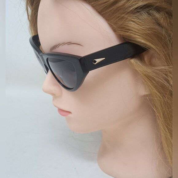 rag & bone Sunglasses Black Smoke Gray Cat-Eye Polarized RNB1062/S 54-20-140 - Picture 9 of 16